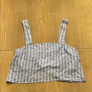 Lumiere Blue and White Striped Crop Top